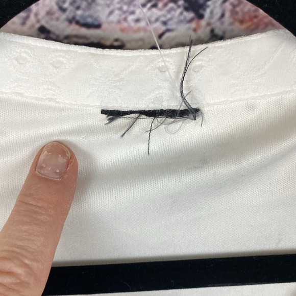 Off White Eyelet Maxi Tiered Short Sleeve Flowy Boho V-Neck Dress Size XL - Picture 14 of 14